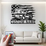 Décoration murale en métal personnalisée avec éclairage LED Ambulance - Cadeau personnalisé pour les EMTs et décoration de bureau des services d'urgence
