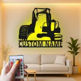 Custom Excavator Led Light Metal Wall Art Personalized Gift for Construction Enthusiasts Office or Garage Decor 1