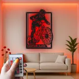 Personalized Mountain Biker LED Sign | Custom Metal Wall Art for Cyclist | Extreme Sports Decor Gift