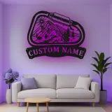 Cartel de metal LED personalizado de camping en montaña regalo para entusiastas del aire libre decoración de cabaña o campamento