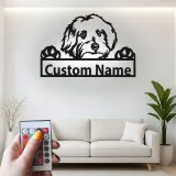 Cartel de metal personalizado con silueta de perro y luz LED, regalo para amantes de mascotas, decoración para salón