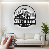 Personalisierte LED-Metall-Wandkunst mit Muldenkipper – Geschenk für Lkw-Fans, Garage oder Männerhöhle 1
