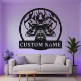 Cartel LED personalizado de jugador de fútbol americano | Arte mural de metal personalizado | Decoración deportiva para habitación juvenil, cueva masculina o regalo para entrenador