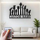 Insegna LED personalizzata a forma di chitarra | Decorazione murale in metallo su misura per studio musicale | Arredo con nome del musicista | Regalo per chitarristi