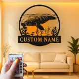 Individuelle Manatee Metall-Wandkunst | Personalisierte LED-Ozeanschild für Küstendekor | Nautisches Geschenk für das Meeresleben