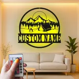 Insegna in metallo LED personalizzata con scena di campeggio regalo per appassionati di outdoor decor per cabin o RV 1