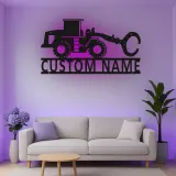 Décoration murale en métal LED personnalisée pour excavateur - Cadeau pour passionnés de construction, décoration de garage ou de bureau