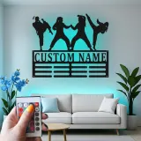 Décoration murale en métal personnalisée pour arts martiaux avec rétroéclairage LED - Cadeau pour passionnés de karaté - Décor de dojo ou de gym