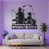 Custom Fishing LED Metal Wall Art | Personalized Father & Son Decor | Lake House & Cabin Gift