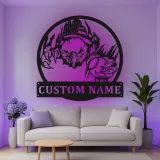 Insegna in metallo LED personalizzata a forma di aquila e baseball - Regalo personalizzato per appassionati di baseball, decorazione per sala giochi