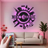 Enseigne LED personnalisée pour garage | Décoration murale en métal personnalisée avec outils | Déco atelier et man cave | Cadeau pour bricoleur