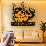 Décoration murale en métal LED personnalisée pour amoureux des chinchillas