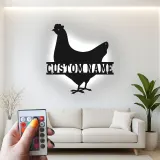 Cartel de metal LED Pollo Personalizado Regalo de Granja Decoración de Cocina o Jardín