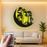 Décoration murale en métal LED avec scène de forêt de cerfs - Cadeau pour amoureux de la nature, décoration rustique pour salon ou chalet