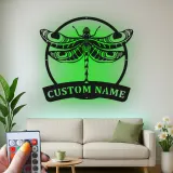 Insegna in metallo LED a forma di libellula personalizzata, regalo per amanti della natura, decorazione per camera da letto o giardino 3