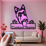 Personalisierte LED-beleuchtete Metall-Wandkunst mit Deutschem Schäferhund – Geschenk für Hundeliebhaber, Wohn- oder Tierbereich