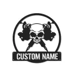 Personalisierte Skull LED-Leuchtschilder | Individuelles Metallschild für Tattoo-Studios | Edles Dekor für Tattoo-Studios und Künstlergeschenke