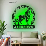 Insegna in metallo LED personalizzata per amanti dei cani con pastore tedesco