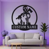 Insegna in Metallo Boscaiolo Personalizzata | Arte da Parete LED Woodsman | Regalo Personalizzato per Lui | Decorazione Rustica per Cabin e Garage