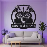 Personalized Racing Helmet Metal Sign | LED Light Wall Art for Garage | Custom Motorsport Decor | Gift for Racer
