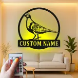 Panneau LED Pigeon Personnalisé | Art en Métal Oiseau sur Mesure | Décoration de Jardin et Patio pour Amateurs d'Oiseaux