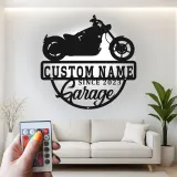 Custom LED Motorcycle Sign | Metal Garage Wall Art | Personalized Biker Decor | Light Up Man Cave Gift