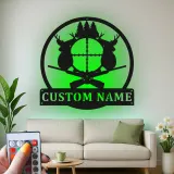 Cartel de metal LED de caza de ciervos personalizado Regalo para cazadores Decoración de cabaña rústica 2