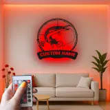 Cartel de Pesca Personalizado con LED | Arte Mural de Metal para Pescadores | Decoración para Casa de Campo y Cueva de Hombre