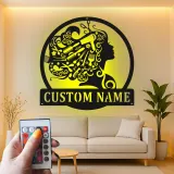 Hair Stylist LED Sign | Custom Metal Salon Decor | Personalized Barber Shop Wall Art | Beauty Studio Gift