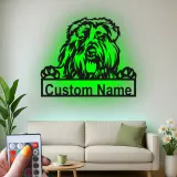 Panneau LED Old English Sheepdog | Décoration murale en métal personnalisée | Cadeau pour amoureux des chiens | Décor avec le nom de l'animal