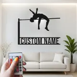 Personalisierte Hochsprung Metall-Wandkunst | Individuelles LED-Schild für Athleten | Geschenk für Leichtathletik-Dekor