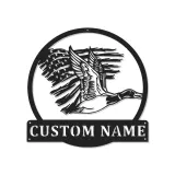 Cartel de metal LED personalizado de pato y bandera americana regalo para cazadores decoración de cabaña rústica