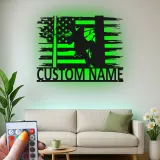 Décoration murale en métal personnalisée avec drapeau américain et rétroéclairage pour électriciens