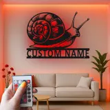 Custom Snail LED Metal Sign | Personalized Gardener Gift | Realistic Patio Wall Art | Outdoor Nature Decor