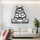 Cartel de metal personalizado de gato Maine Coon con luz LED regalo para amantes de mascotas decoración para salones