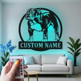 Cartel de metal LED personalizado de Bulldog, regalo para amantes de los perros, decoración para la sala de estar o área de mascotas