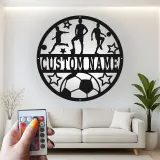 Panneau de Football Personnalisé avec LED | Décoration Murale en Métal Personnalisée | Décor de Chambre d'Enfants & Cadeau pour Athlète Adolescent