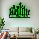 Insegna LED personalizzata a forma di chitarra | Decorazione murale in metallo su misura per studio musicale | Arredo con nome del musicista | Regalo per chitarristi