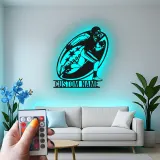 Insegna personalizzata con giocatore di football | Decorazione murale in metallo LED personalizzata | Arredo camera ragazzi e regalo per atleta | Luce sportiva per man cave