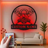 Personalized Firefighter LED Sign | Custom Metal Wall Art for Fire Station | Fireman Retirement Gift
