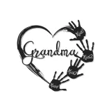 Cadeau LED personnalisé pour grand-mère | Décoration murale en métal sur mesure avec empreintes de mains des petits-enfants | Déco souvenir familiale