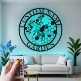 Insegna in metallo LED personalizzata con ape - Regalo per giardinieri, decorazione per patio all'aperto
