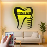 Custom Dentist Tooth Led Light Metal Wall Art Personalized Dental Office Decor Gift for Dentists