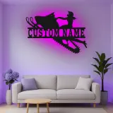 Personalisierte LED-Beleuchtung Metall-Wandkunst für Schneemobilfahrer – Geschenk für Schneemobil-Enthusiasten, Garage oder Hüttendekoration