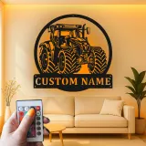 Personalisierte LED-Beleuchtung Metall-Wandkunst für Traktoren – Geschenk für Landwirte, Garage oder Stall Dekor