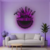 Insegna in metallo personalizzata con luce LED per Cassetta degli Attrezzi - Regalo per artigiani - Decorazione per garage o laboratorio 1
