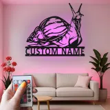 Custom Snail Metal Wall Art | LED Backlit Garden Sign | Personalized Patio Decor | Nature Lover Gift