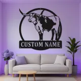 Custom Texas Longhorn Sign | LED Metal Wall Art for Ranch Decor | Personalized Farmhouse Cattle Gift