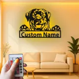 Décoration murale en métal personnalisée avec lumière LED de Rottweiler