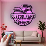 Cartel de metal LED de coche clásico personalizado regalo de garaje para entusiastas del automóvil decoración de man cave 9